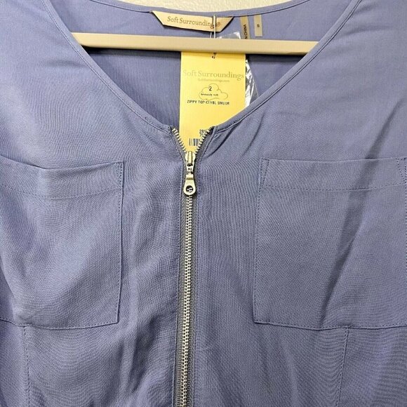 Soft Surroundings Tunic Blouse Size Small Blue Zippy Top Long Sleeve Full‎ Zip - Picture 5 of 9